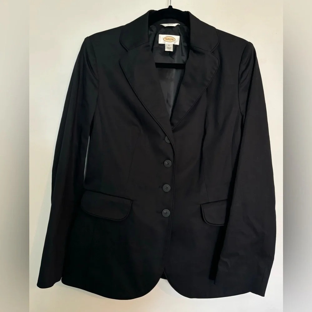 Talbots Womens Size‎ 4 Black Blazer 4 Button 2 Pocket Cotton/Spandex Stretchy